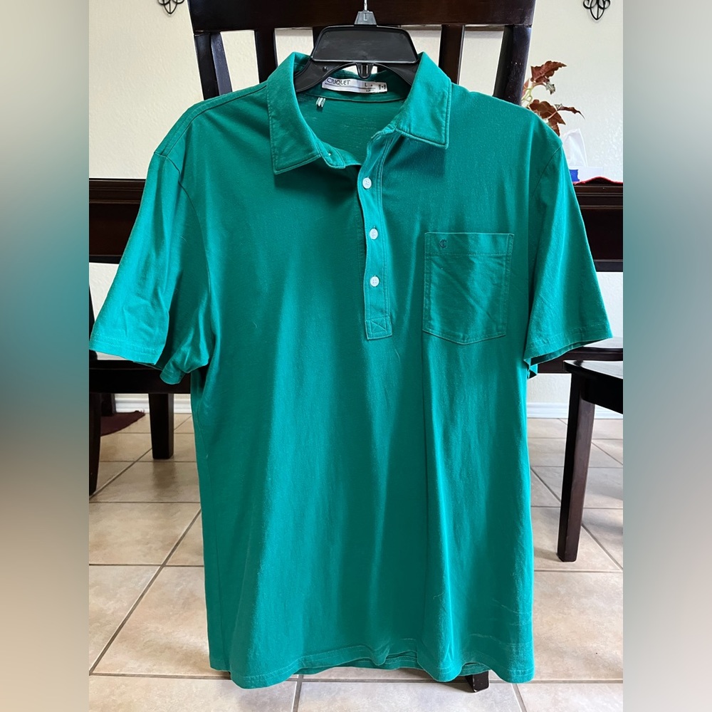 Large Green Slim Fit Criquet Polo